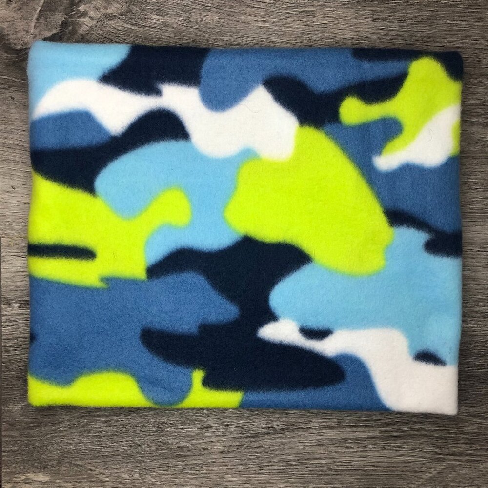 blue lime green white camo camouflage gaiter neck warmer fleece Scarf Tube cowl